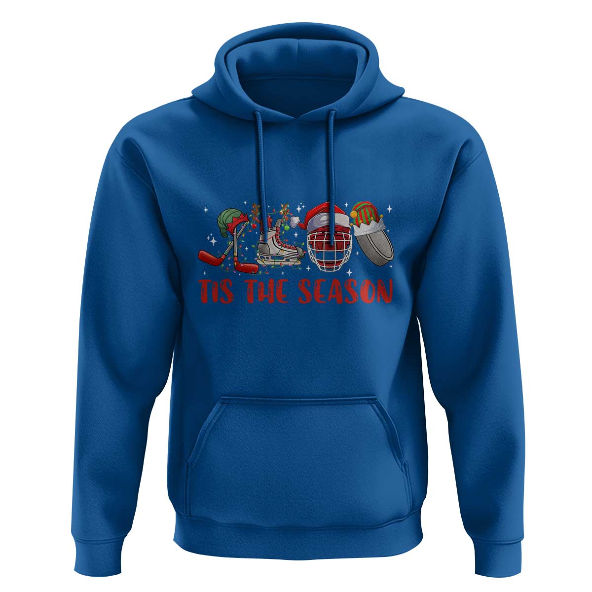 Funny Christmas Ice Hockey Hoodie Tis The Season Santa Elf Hat Hockey Equipment