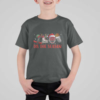 Funny Christmas Ice Hockey T Shirt For Kid Tis The Season Santa Elf Hat Hockey Equipment - Wonder Print Shop