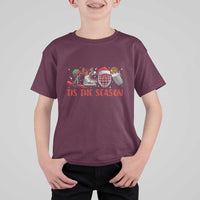 Funny Christmas Ice Hockey T Shirt For Kid Tis The Season Santa Elf Hat Hockey Equipment - Wonder Print Shop