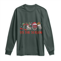 Funny Christmas Ice Hockey Long Sleeve Shirt Tis The Season Santa Elf Hat Hockey Equipment