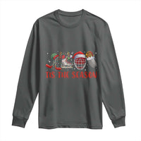 Funny Christmas Ice Hockey Long Sleeve Shirt Tis The Season Santa Elf Hat Hockey Equipment