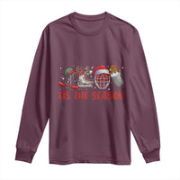 Funny Christmas Ice Hockey Long Sleeve Shirt Tis The Season Santa Elf Hat Hockey Equipment