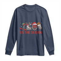Funny Christmas Ice Hockey Long Sleeve Shirt Tis The Season Santa Elf Hat Hockey Equipment