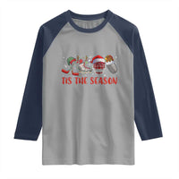 Funny Christmas Ice Hockey Raglan Shirt Tis The Season Santa Elf Hat Hockey Equipment - Wonder Print Shop