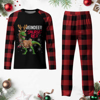 Funny Xmas Rex Dinosaur Plaid Pajama Set Reindeer Saurus Rex Xmas Dinosaur - Wonder Print Shop