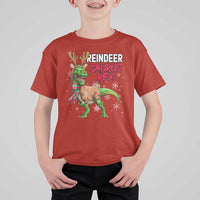 Funny Christmas Rex Dinosaur T Shirt For Kid Reindeer Saurus Rex Xmas Dinosaur - Wonder Print Shop