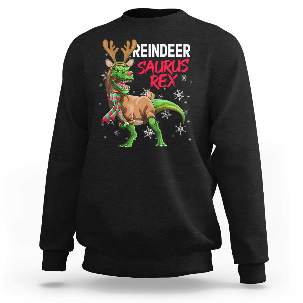 Funny Christmas Rex Dinosaur Sweatshirt Reindeer Saurus Rex Xmas Dinosaur - Wonder Print Shop