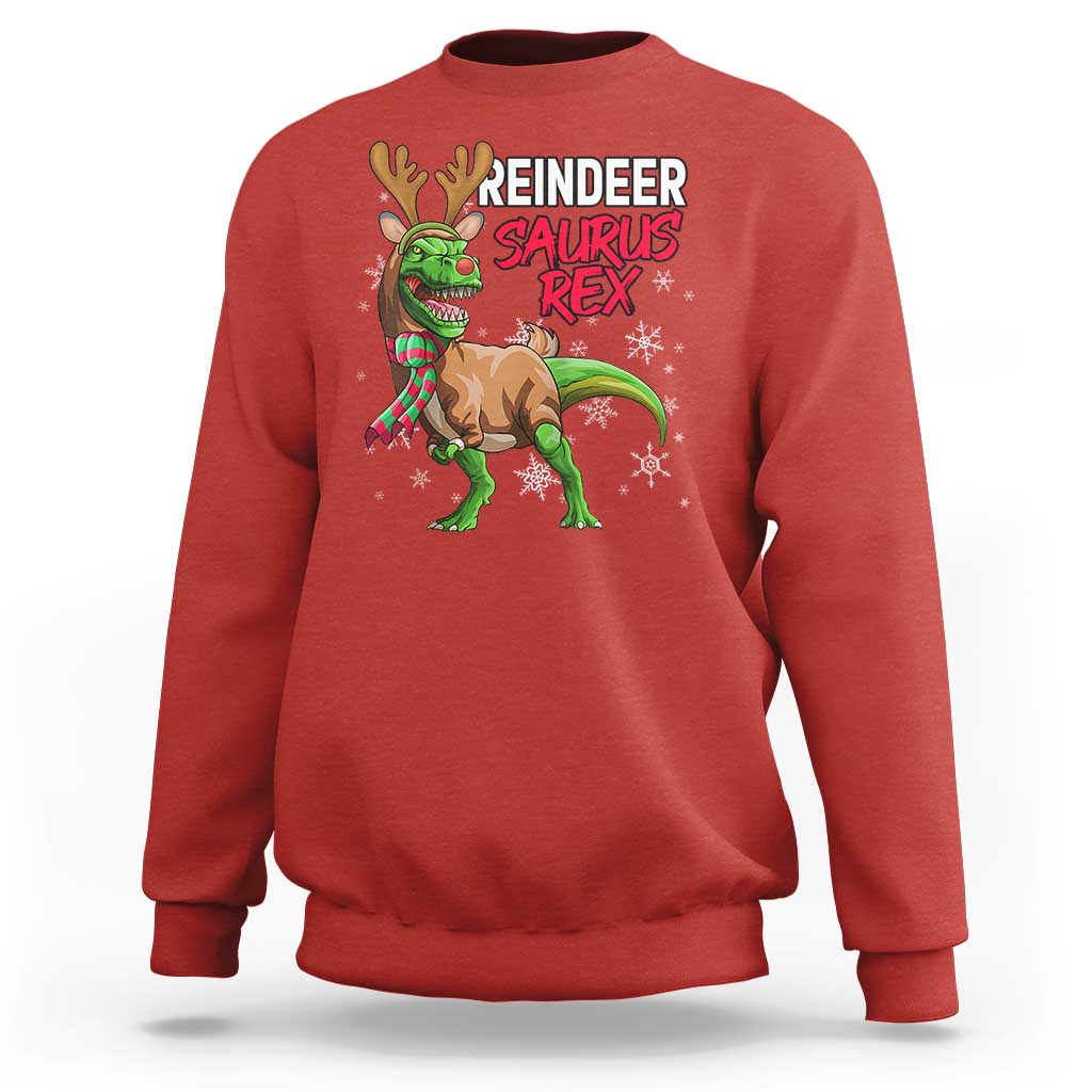 Funny Christmas Rex Dinosaur Sweatshirt Reindeer Saurus Rex Xmas Dinosaur - Wonder Print Shop