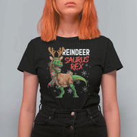 Funny Christmas Rex Dinosaur T Shirt For Women Reindeer Saurus Rex Xmas Dinosaur - Wonder Print Shop