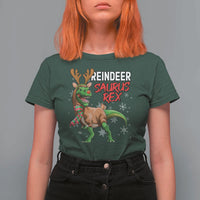 Funny Christmas Rex Dinosaur T Shirt For Women Reindeer Saurus Rex Xmas Dinosaur - Wonder Print Shop