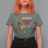 Funny Christmas Rex Dinosaur T Shirt For Women Reindeer Saurus Rex Xmas Dinosaur - Wonder Print Shop