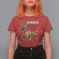Funny Christmas Rex Dinosaur T Shirt For Women Reindeer Saurus Rex Xmas Dinosaur - Wonder Print Shop