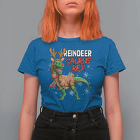 Funny Christmas Rex Dinosaur T Shirt For Women Reindeer Saurus Rex Xmas Dinosaur - Wonder Print Shop