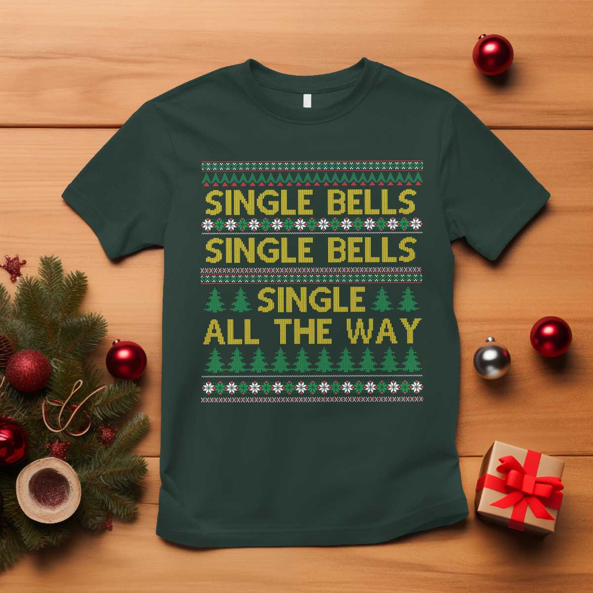 Funny Christmas Anti Couple T Shirt Single Bells Single All The Way - Wonder Print Shop