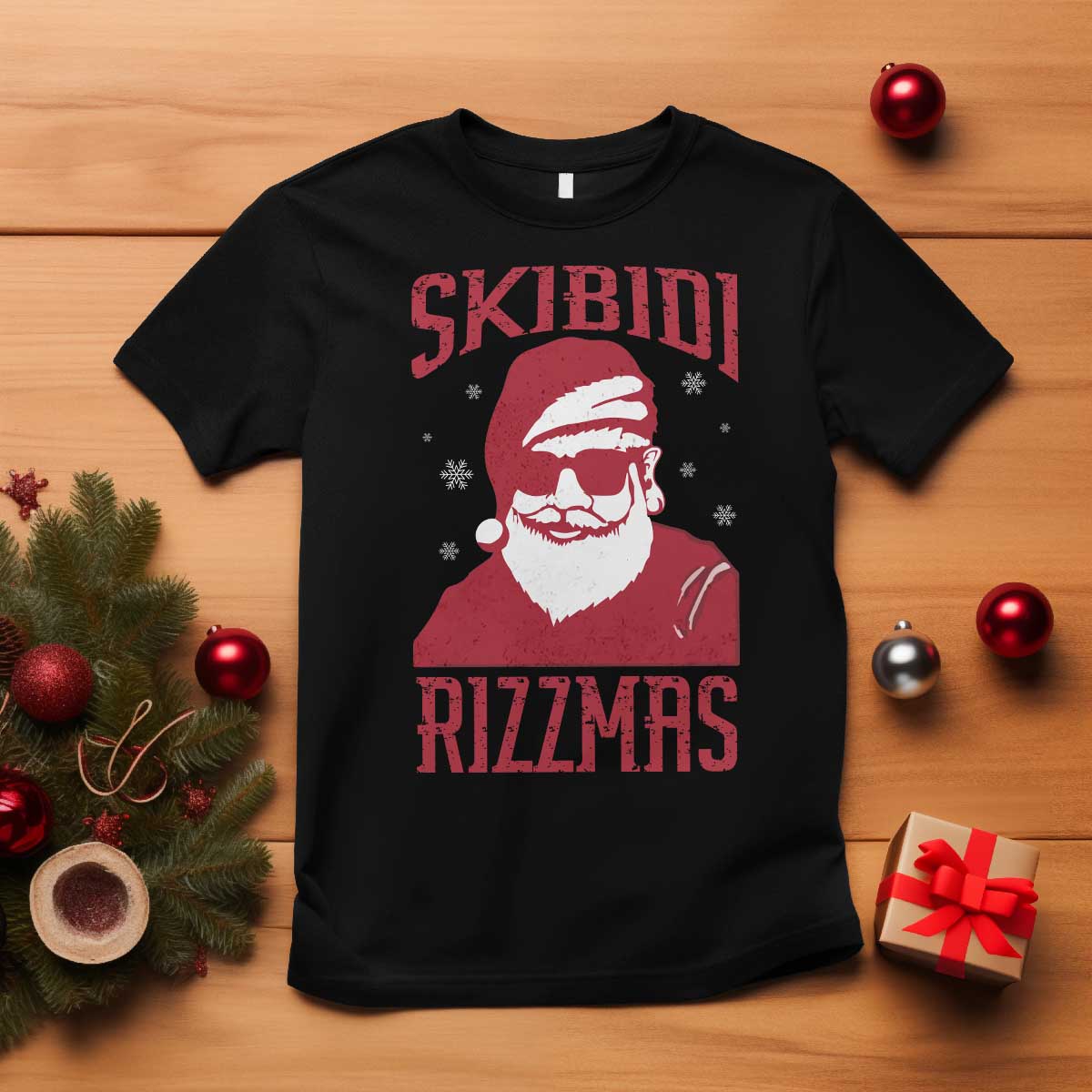 Funny Christmas Santa T Shirt Skibidi Rizzmas Vintage Charisma Rizz Santa Claus - Wonder Print Shop