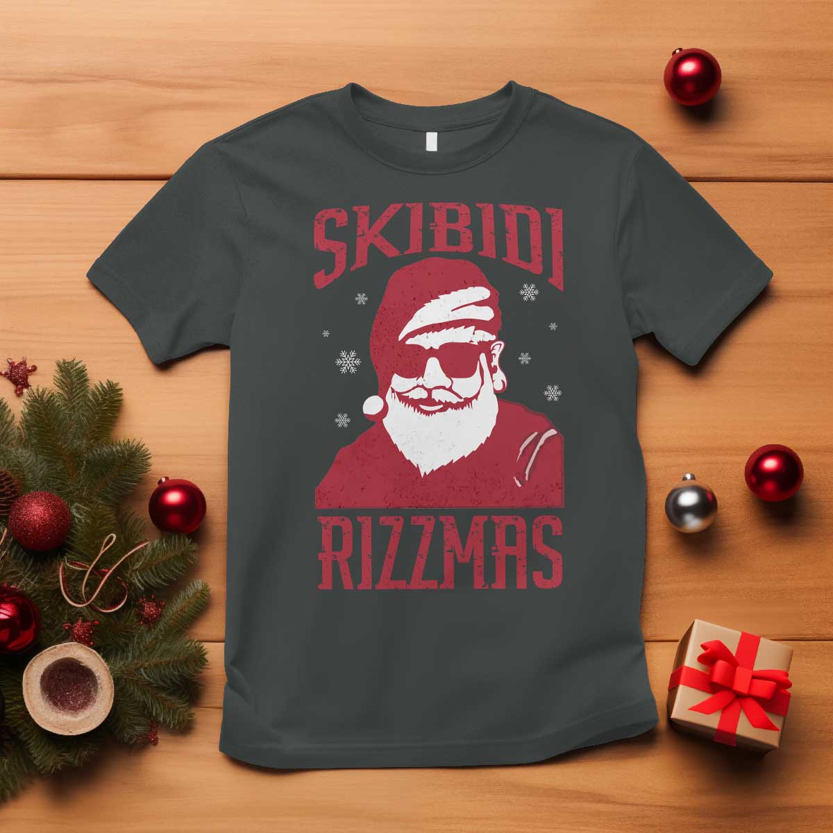 Funny Christmas Santa T Shirt Skibidi Rizzmas Vintage Charisma Rizz Santa Claus - Wonder Print Shop