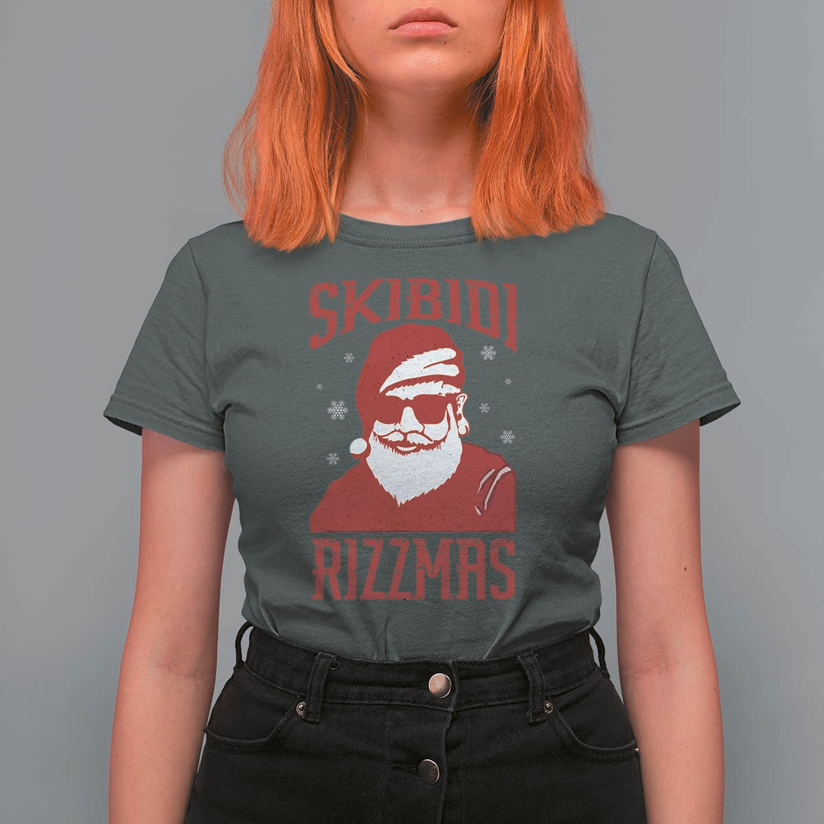 Funny Christmas Santa T Shirt For Women Skibidi Rizzmas Vintage Charisma Rizz Santa Claus - Wonder Print Shop