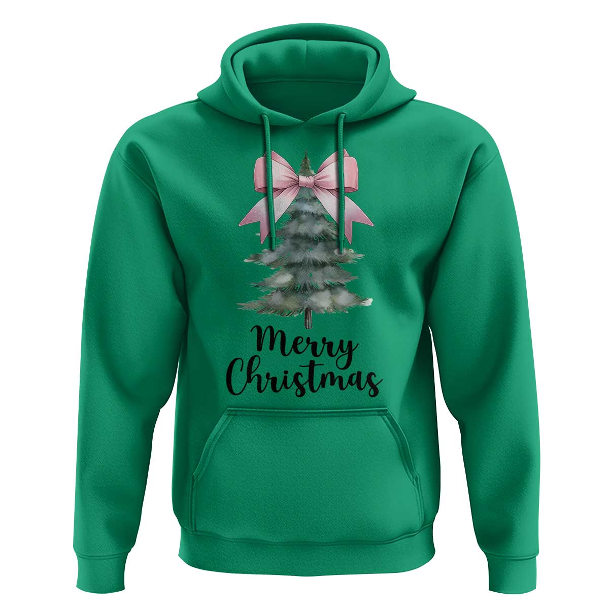 Funny Coquette Merry Christmas Hoodie Pink Bow Xmas Tree