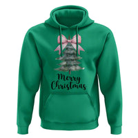 Funny Coquette Merry Christmas Hoodie Pink Bow Xmas Tree