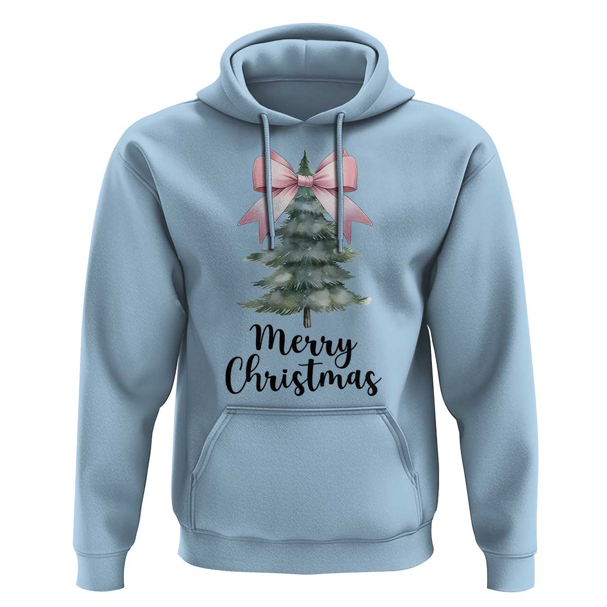 Funny Coquette Merry Christmas Hoodie Pink Bow Xmas Tree