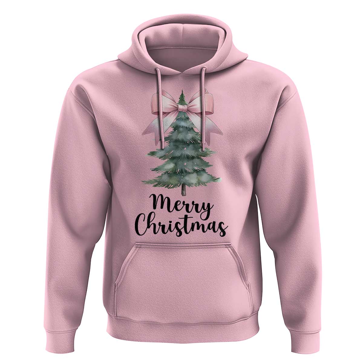 Funny Coquette Merry Christmas Hoodie Pink Bow Xmas Tree