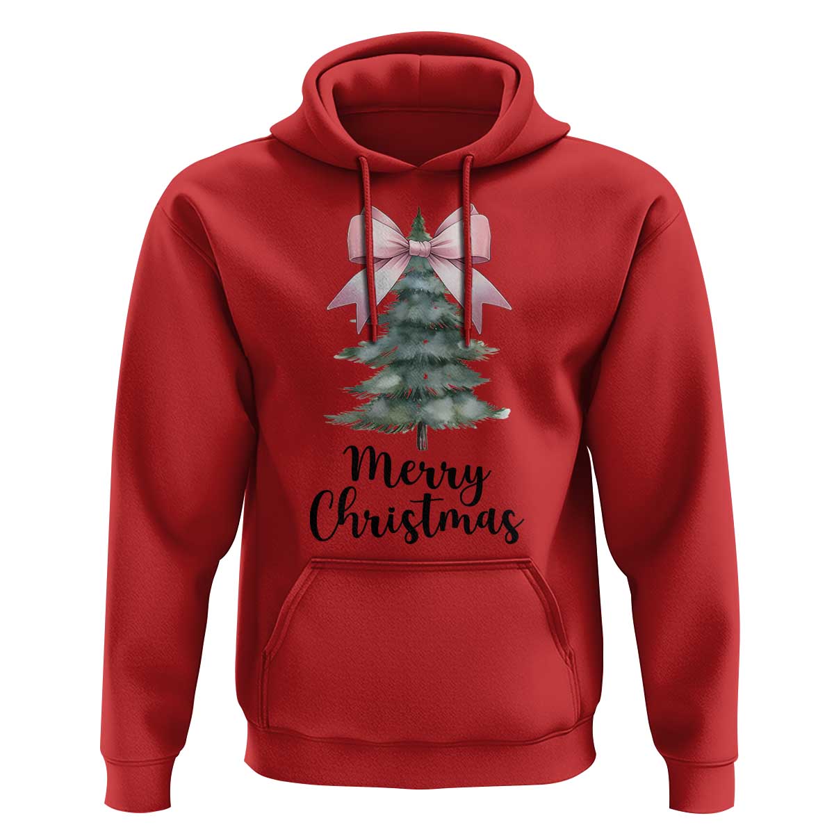 Funny Coquette Merry Christmas Hoodie Pink Bow Xmas Tree