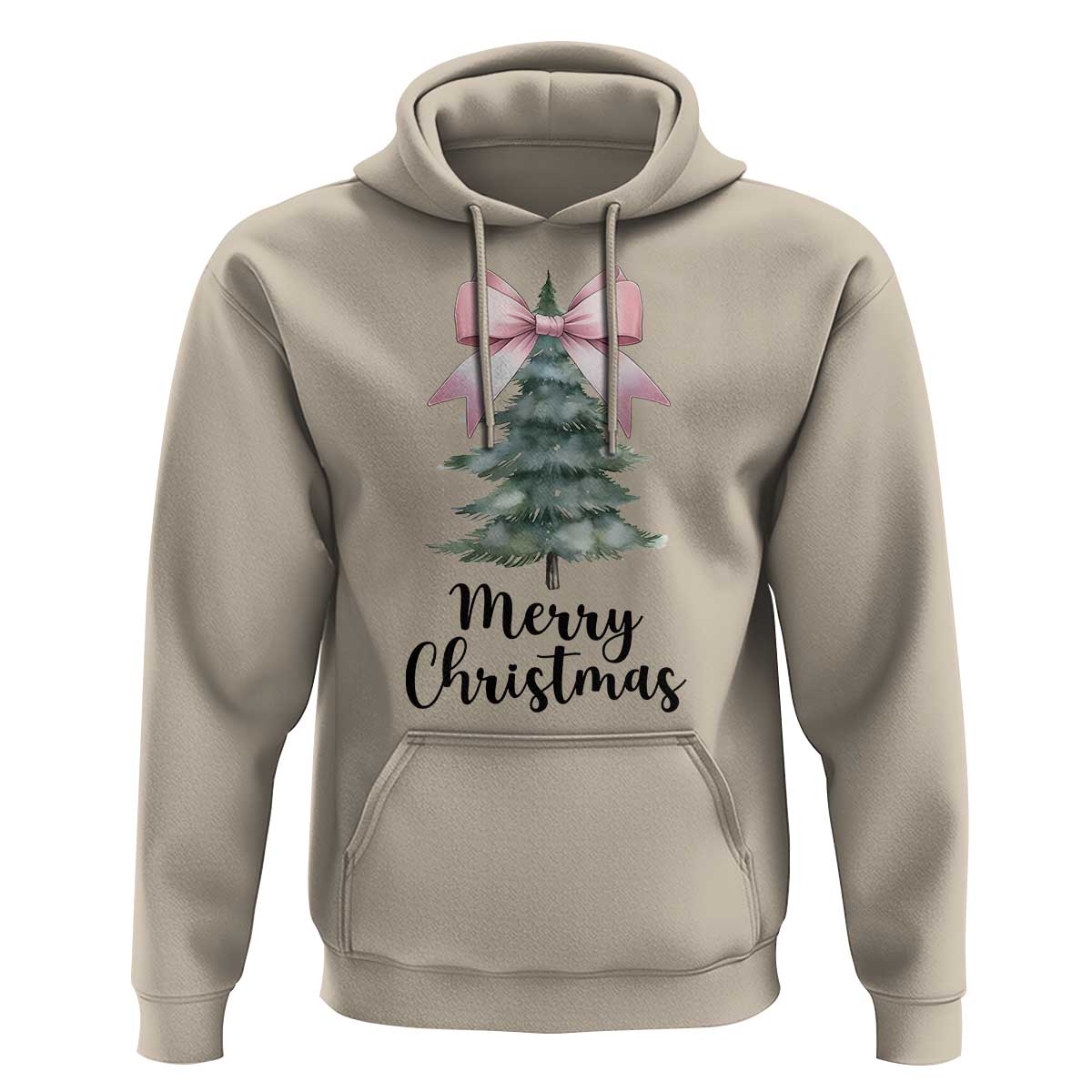 Funny Coquette Merry Christmas Hoodie Pink Bow Xmas Tree