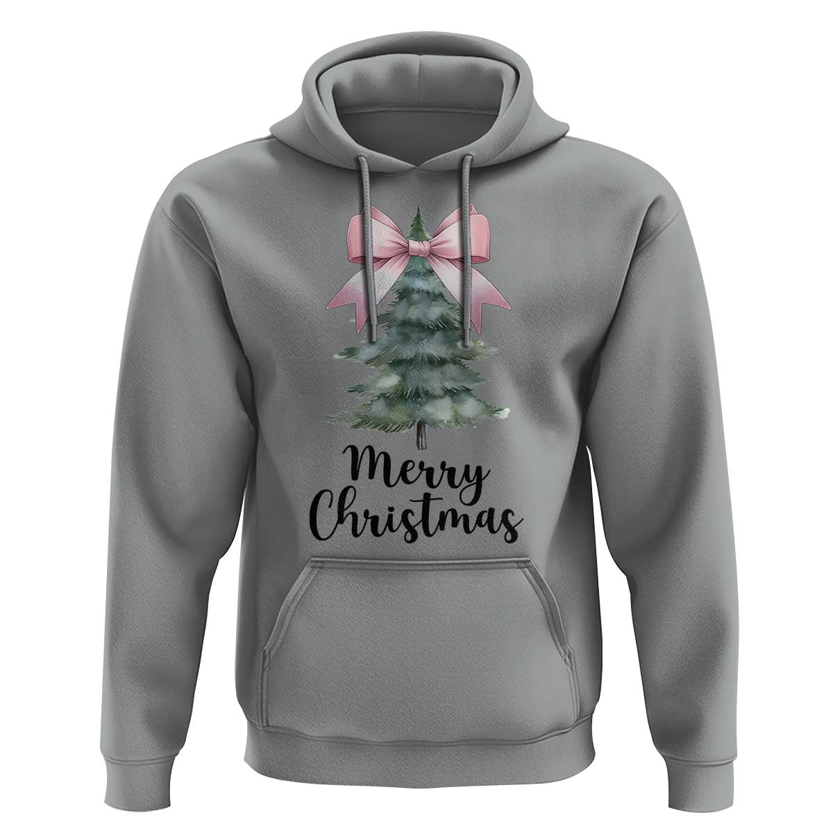 Funny Coquette Merry Christmas Hoodie Pink Bow Xmas Tree