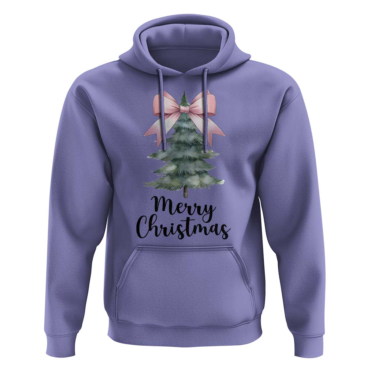 Funny Coquette Merry Christmas Hoodie Pink Bow Xmas Tree