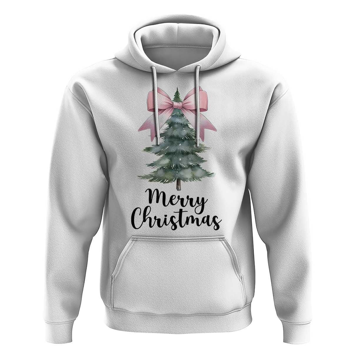 Funny Coquette Merry Christmas Hoodie Pink Bow Xmas Tree