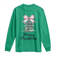 Funny Coquette Merry Christmas Long Sleeve Shirt Pink Bow Xmas Tree
