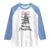 Funny Coquette Merry Christmas Raglan Shirt Pink Bow Xmas Tree - Wonder Print Shop