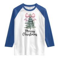 Funny Coquette Merry Christmas Raglan Shirt Pink Bow Xmas Tree - Wonder Print Shop