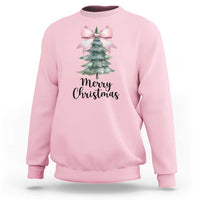 Funny Coquette Merry Christmas Sweatshirt Pink Bow Xmas Tree - Wonder Print Shop