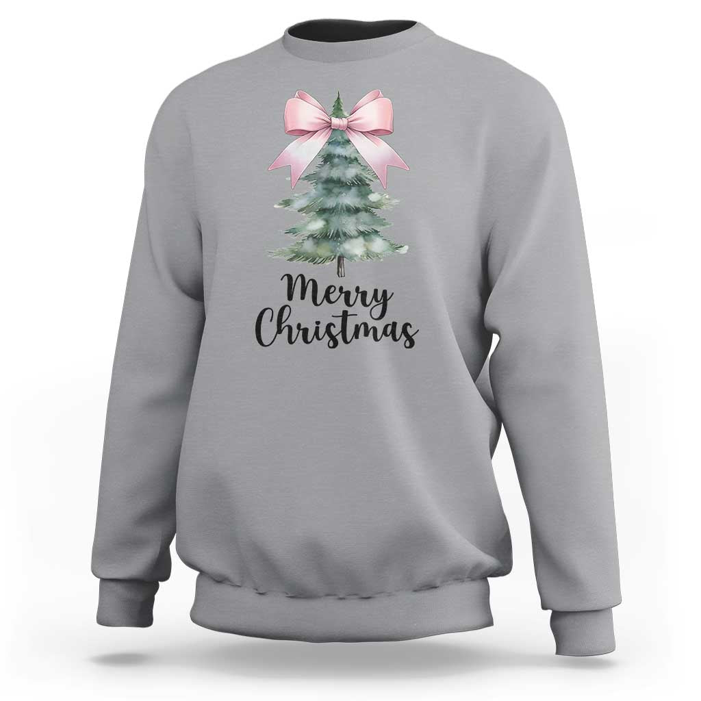 Funny Coquette Merry Christmas Sweatshirt Pink Bow Xmas Tree - Wonder Print Shop