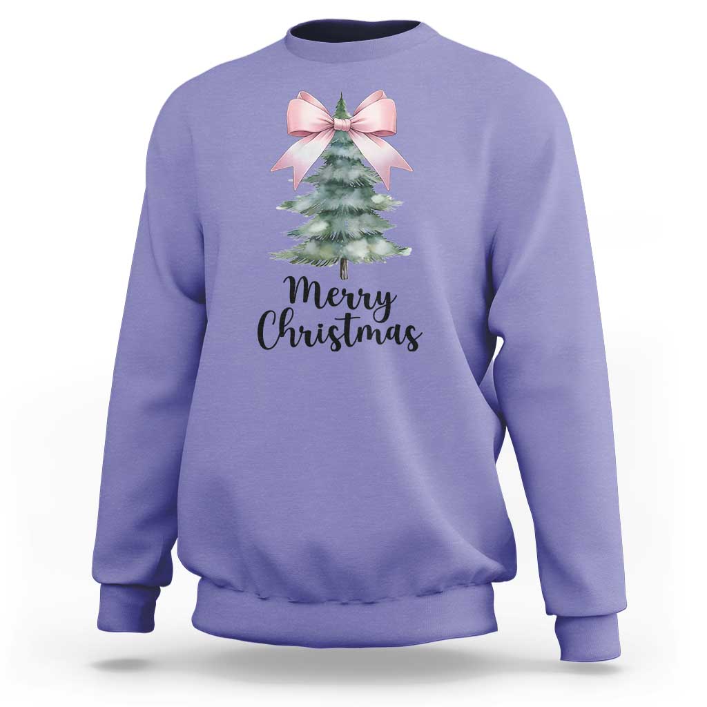 Funny Coquette Merry Christmas Sweatshirt Pink Bow Xmas Tree - Wonder Print Shop
