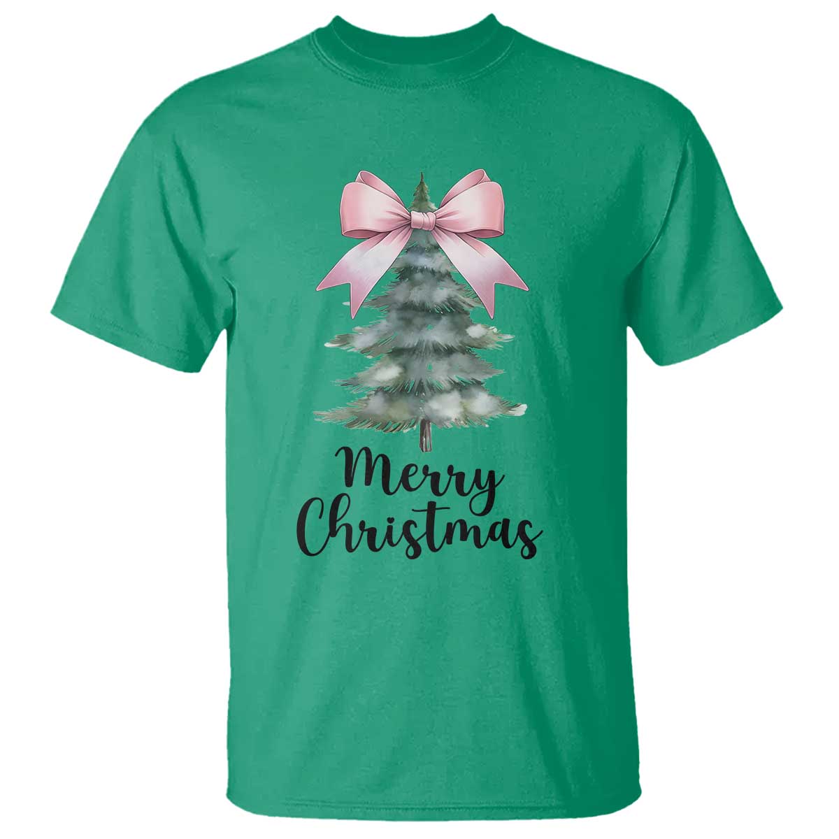 Funny Coquette Merry Christmas T Shirt Pink Bow Xmas Tree - Wonder Print Shop