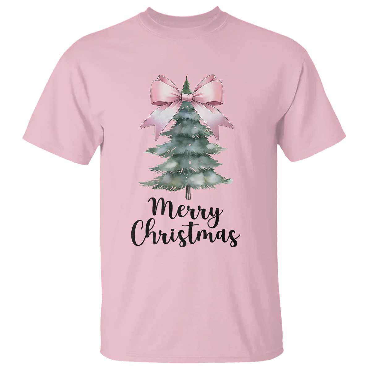 Funny Coquette Merry Christmas T Shirt Pink Bow Xmas Tree - Wonder Print Shop