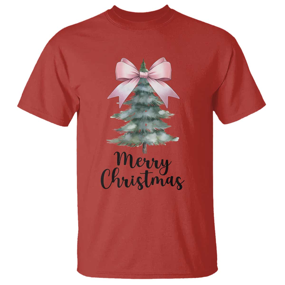 Funny Coquette Merry Christmas T Shirt Pink Bow Xmas Tree - Wonder Print Shop