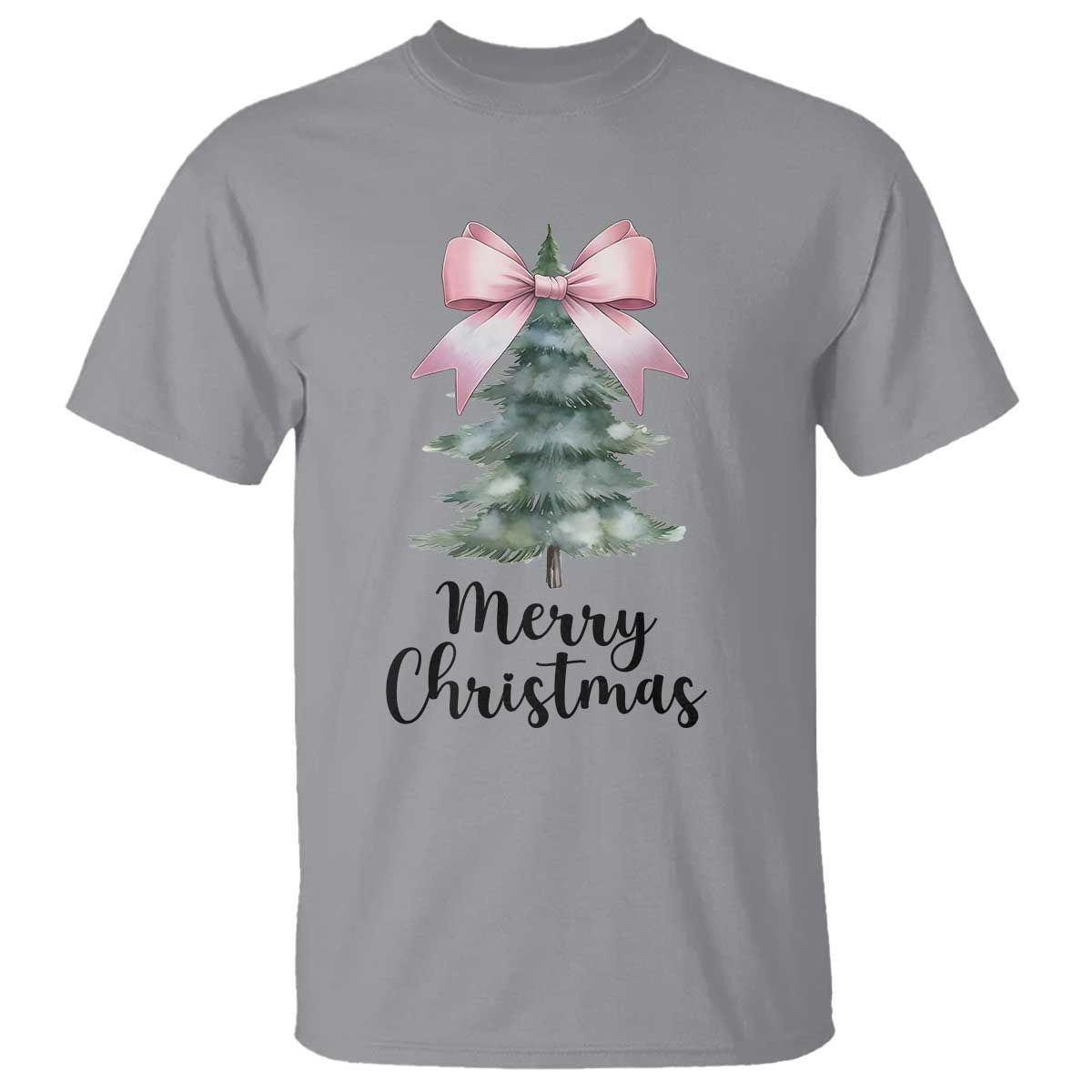 Funny Coquette Merry Christmas T Shirt Pink Bow Xmas Tree - Wonder Print Shop