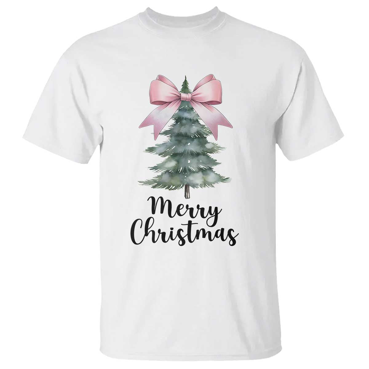 Funny Coquette Merry Christmas T Shirt Pink Bow Xmas Tree - Wonder Print Shop