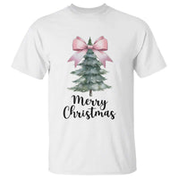 Funny Coquette Merry Christmas T Shirt Pink Bow Xmas Tree - Wonder Print Shop