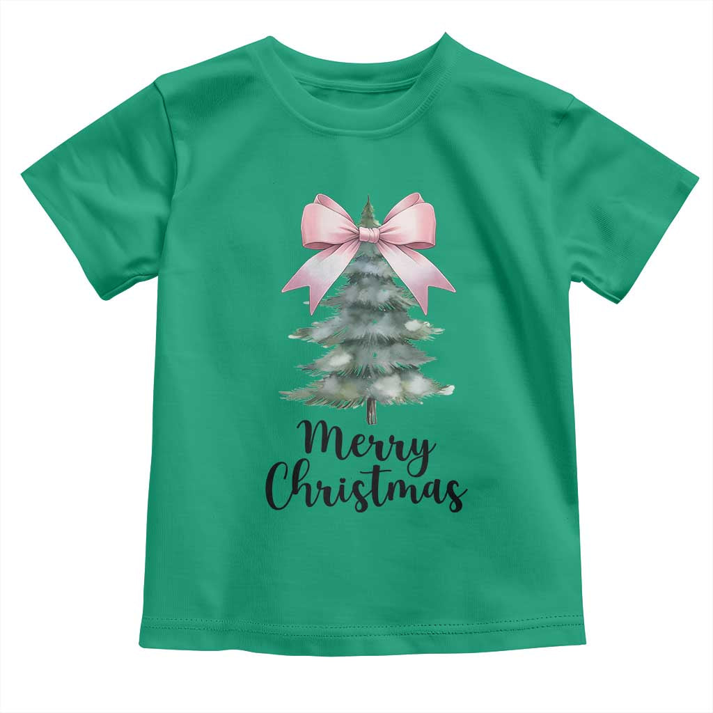 Funny Coquette Merry Christmas Toddler T Shirt Pink Bow Xmas Tree