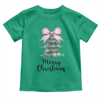 Funny Coquette Merry Christmas Toddler T Shirt Pink Bow Xmas Tree