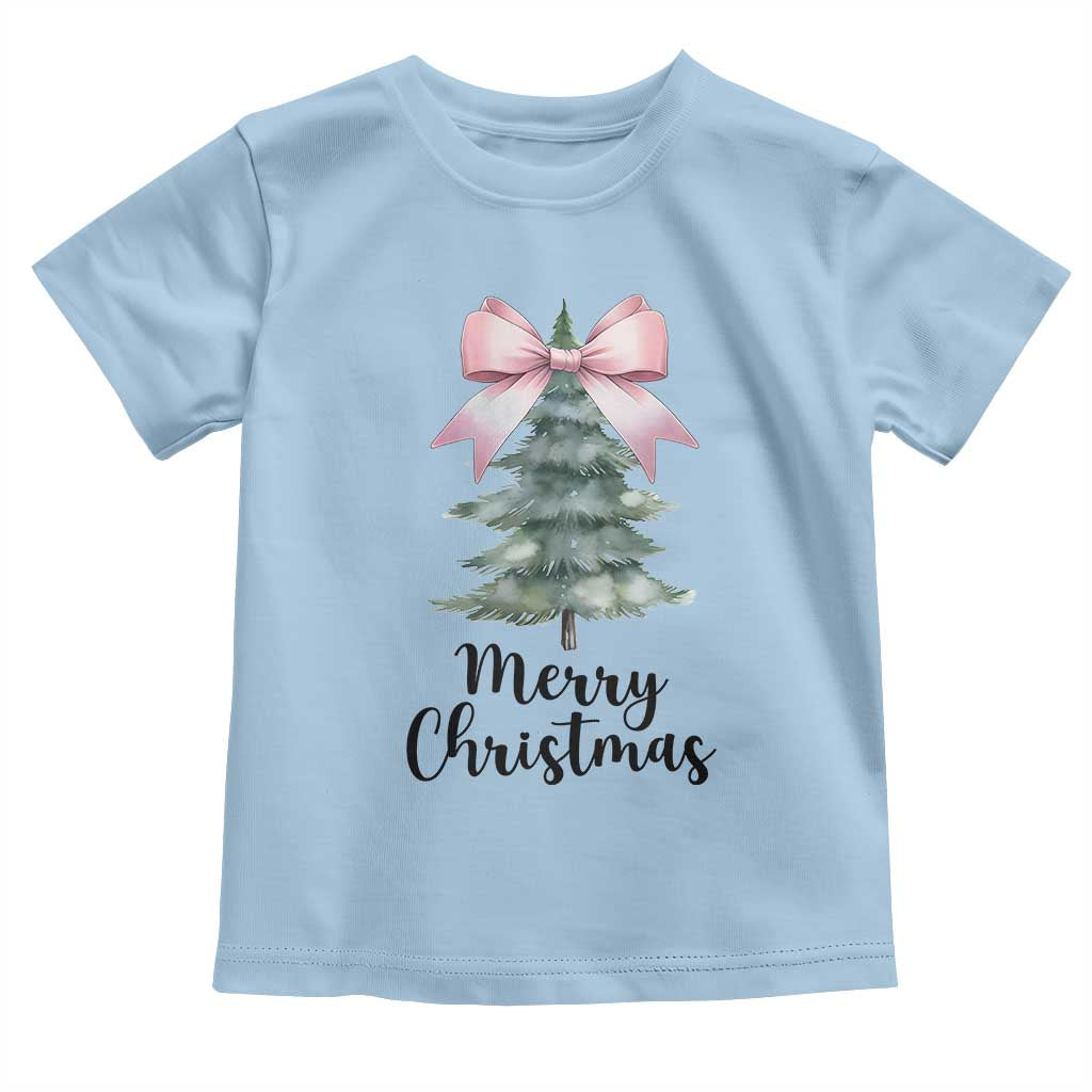 Funny Coquette Merry Christmas Toddler T Shirt Pink Bow Xmas Tree