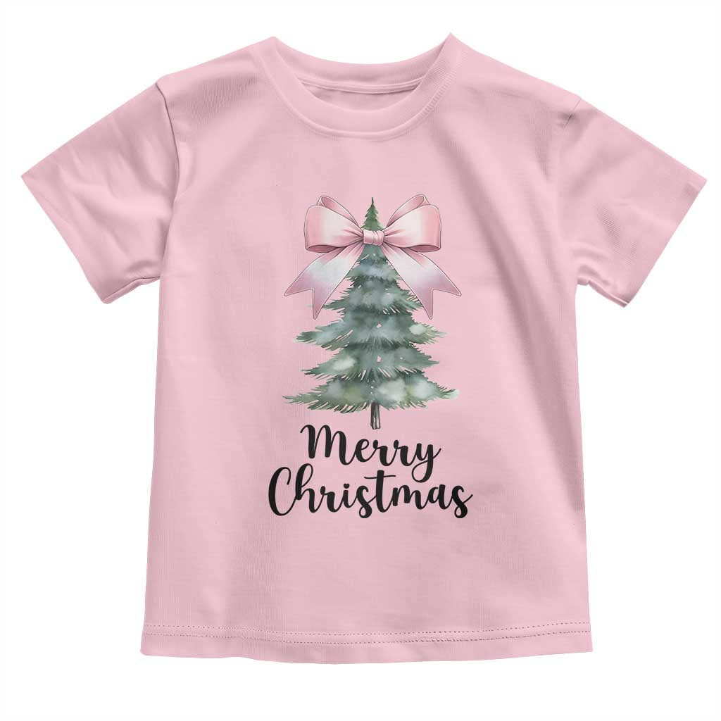 Funny Coquette Merry Christmas Toddler T Shirt Pink Bow Xmas Tree