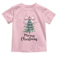 Funny Coquette Merry Christmas Toddler T Shirt Pink Bow Xmas Tree