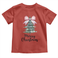 Funny Coquette Merry Christmas Toddler T Shirt Pink Bow Xmas Tree
