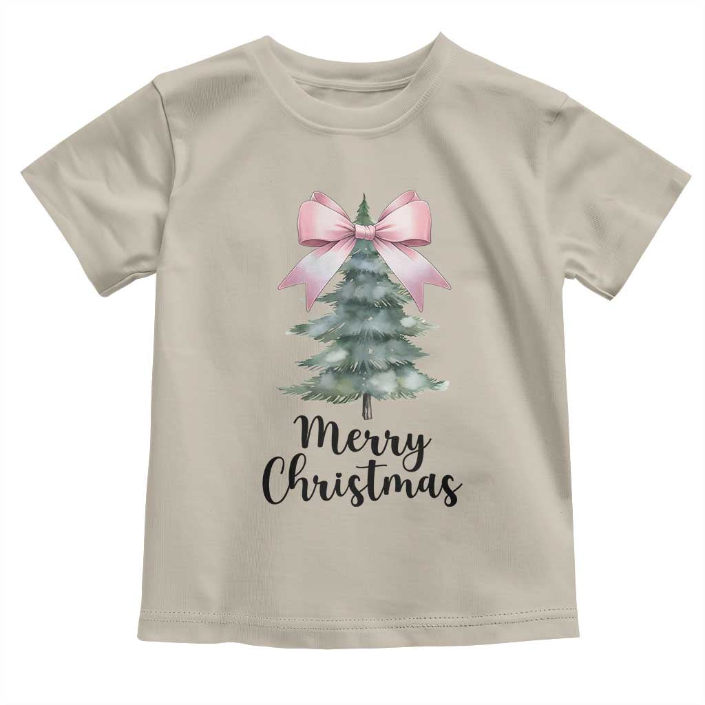 Funny Coquette Merry Christmas Toddler T Shirt Pink Bow Xmas Tree