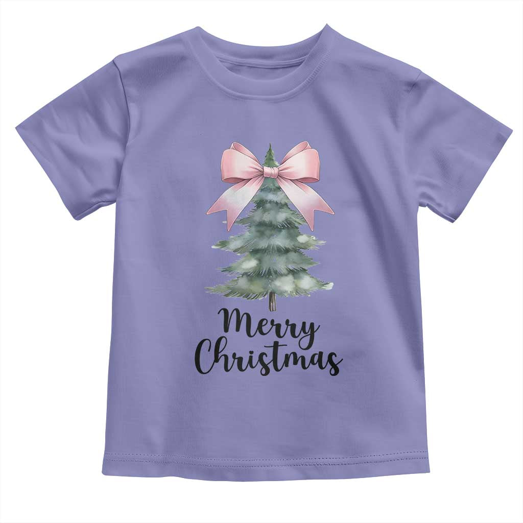 Funny Coquette Merry Christmas Toddler T Shirt Pink Bow Xmas Tree